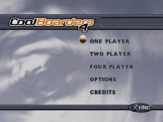 Cool Boarders 4 title screen for Playstation